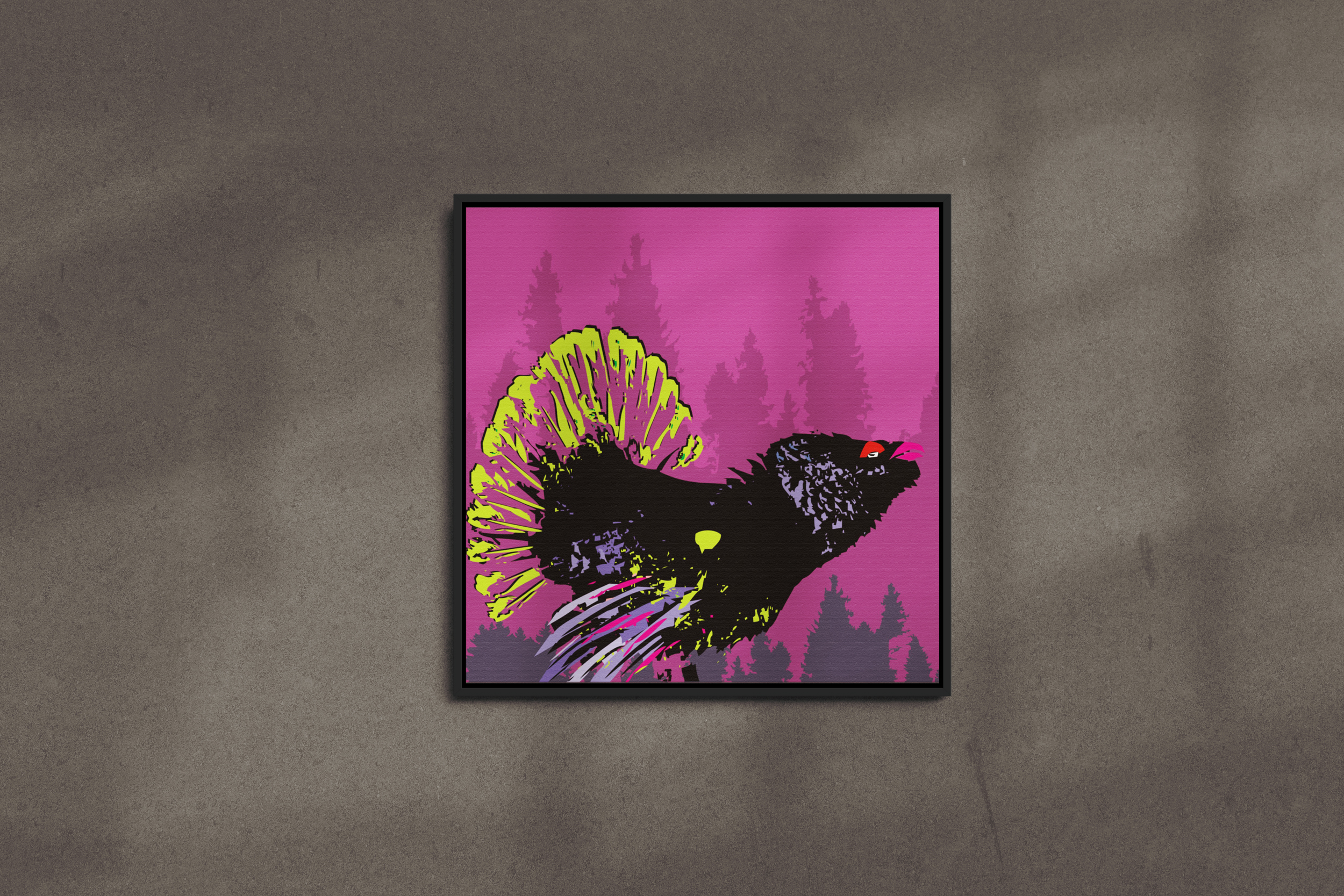 M21__1er_Bild_Vorlage_groß___Schattenfugenrahmen__Auerhahn_lila